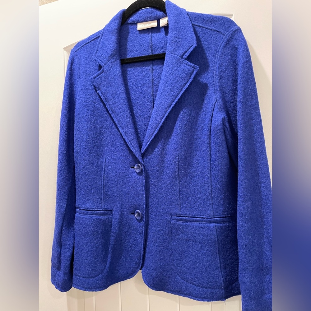 Warm rich blue jacket in time for colder weather